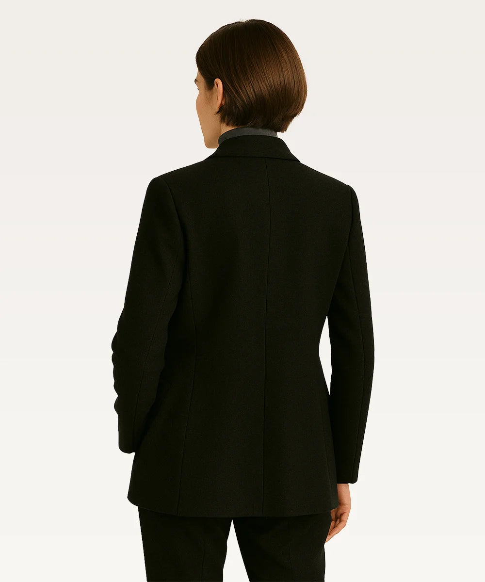 Women Black Solid Overcoat