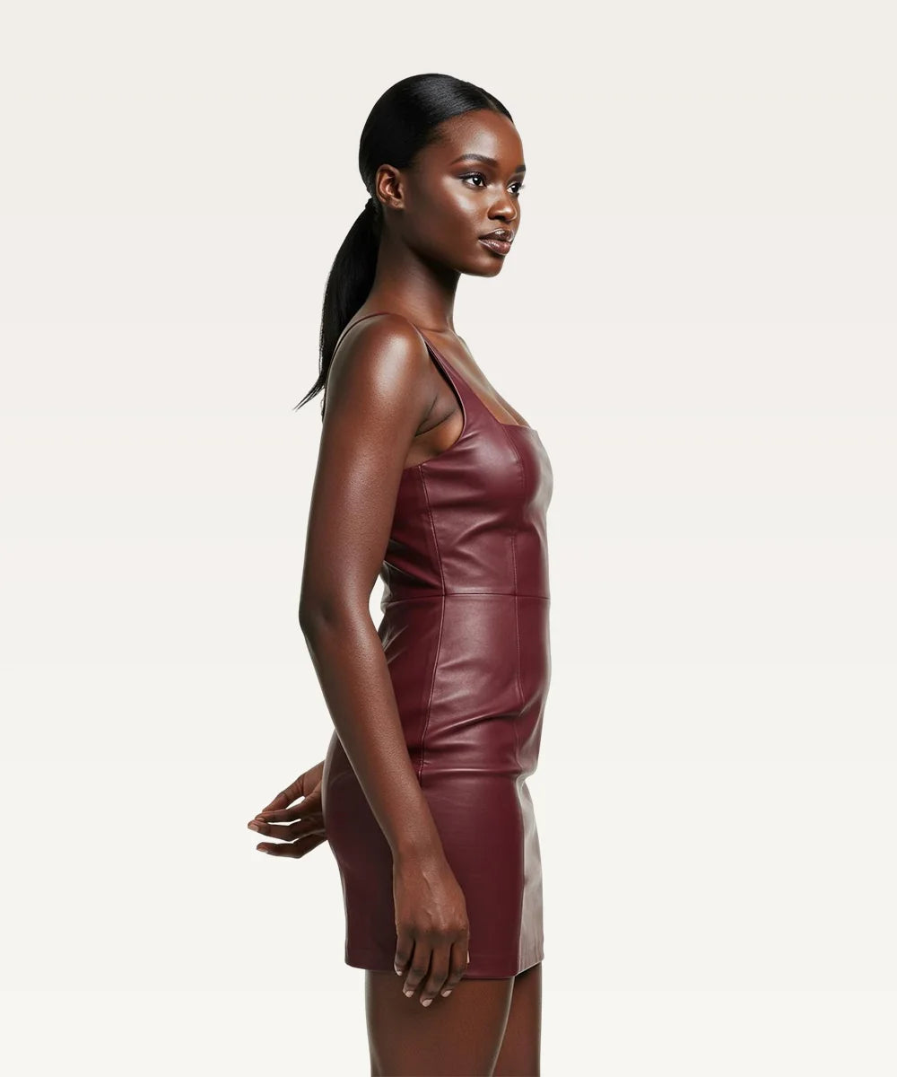 Women's Sleeveless Leather Dress
