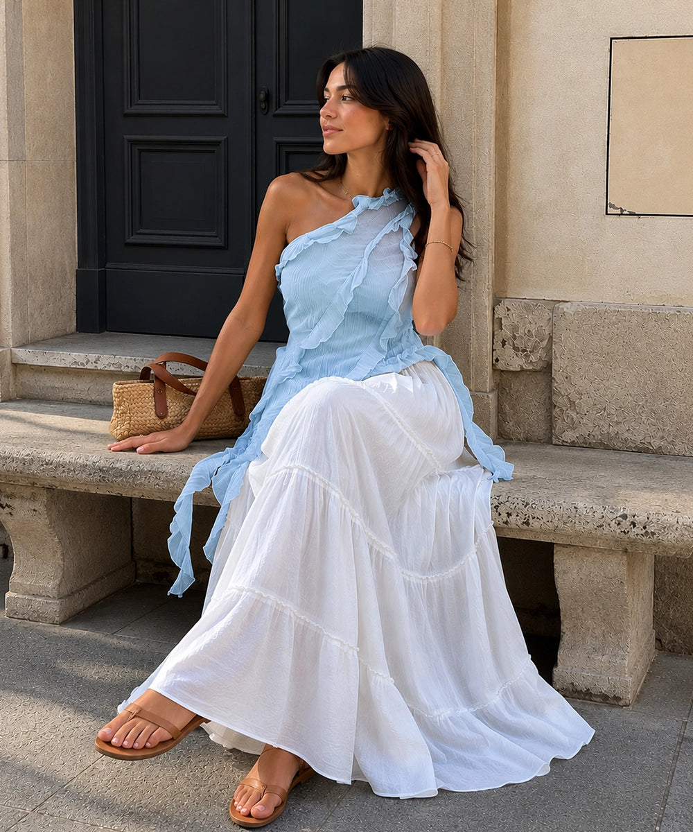 Ruffle Halter Maxi Dress