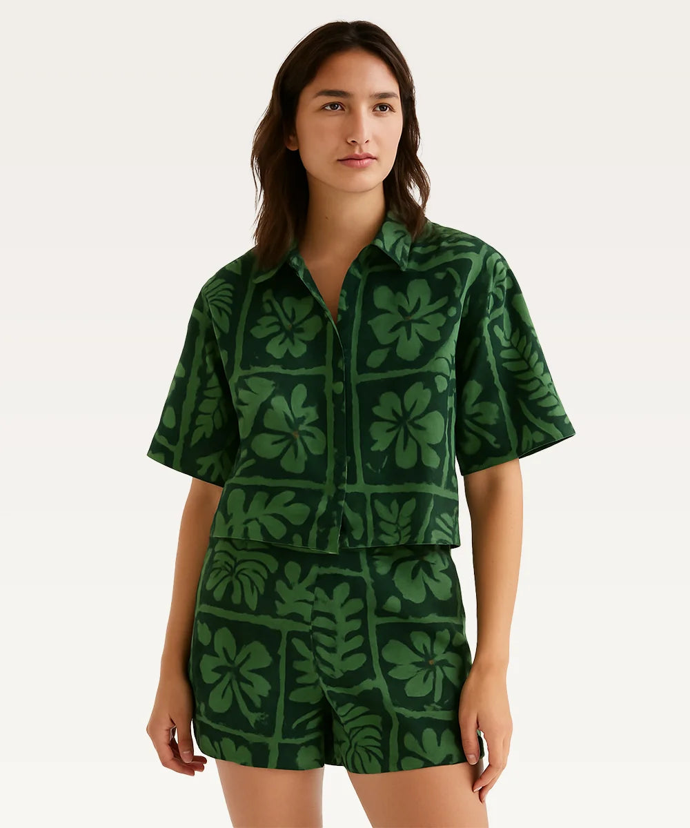 Women Tropical Print Shirt