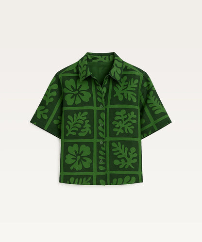 Women Tropical Print Shirt