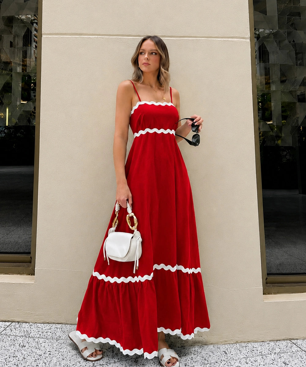 Elegant Scallop Trim Dress