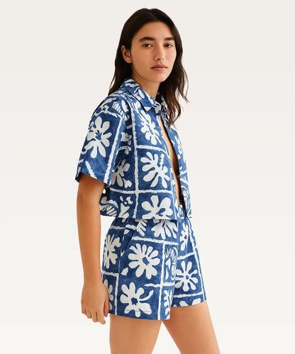 Women Tropical Print Shirt