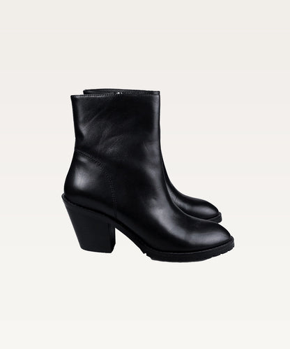 Mid-Heel Leather Ankle Boots