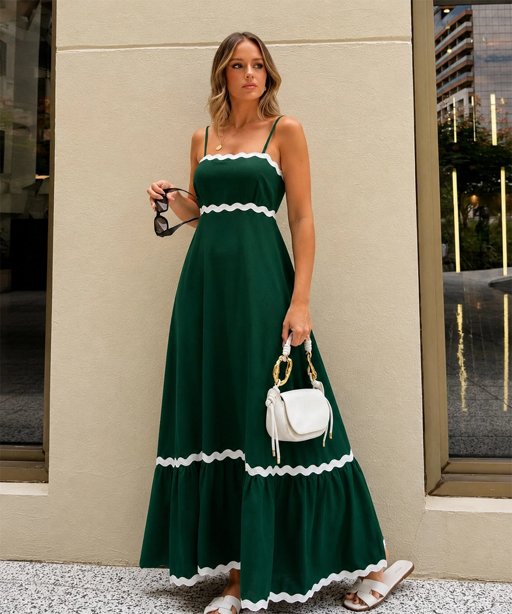 Elegant Scallop Trim Dress
