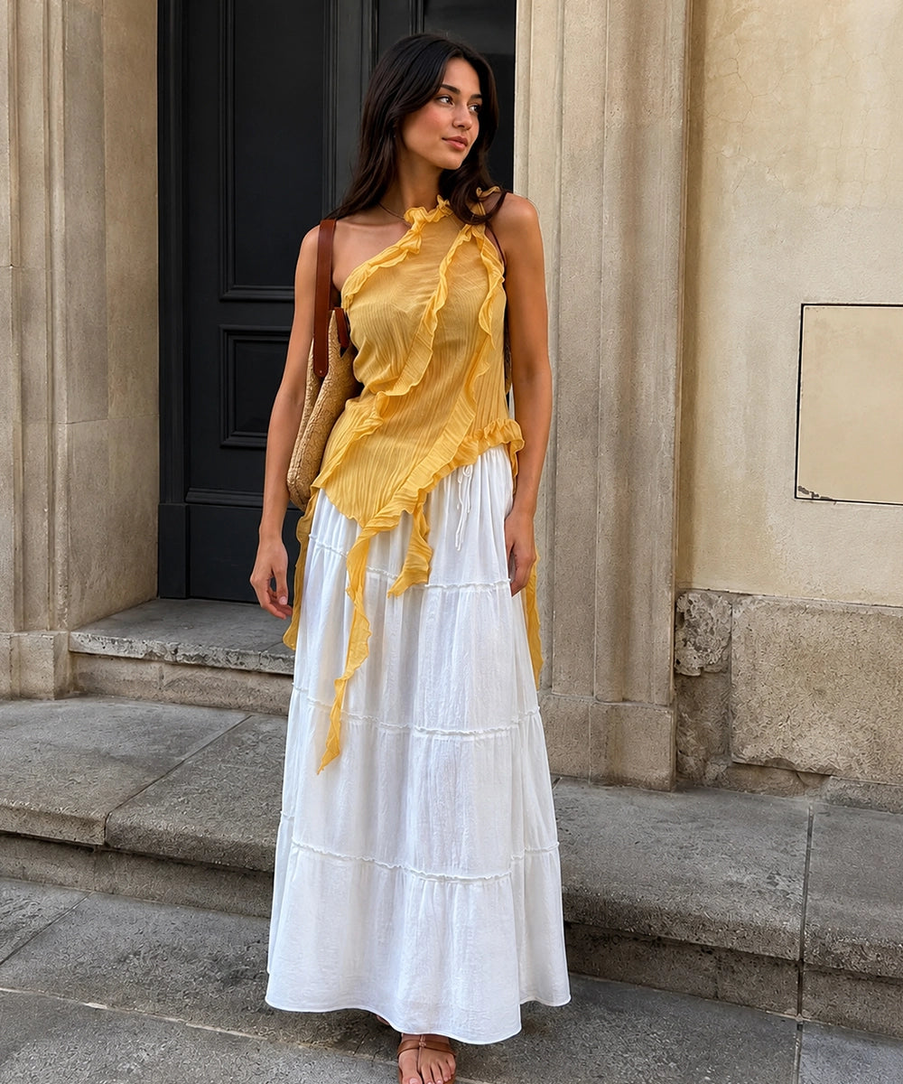 Ruffle Halter Maxi Dress
