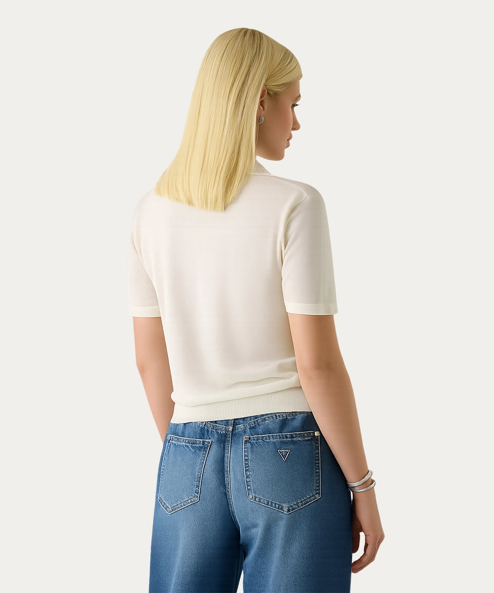 Women V Neck Polo Top