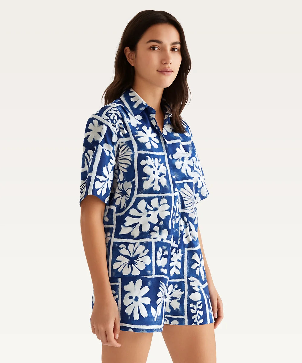 Women Tropical Print Shirt