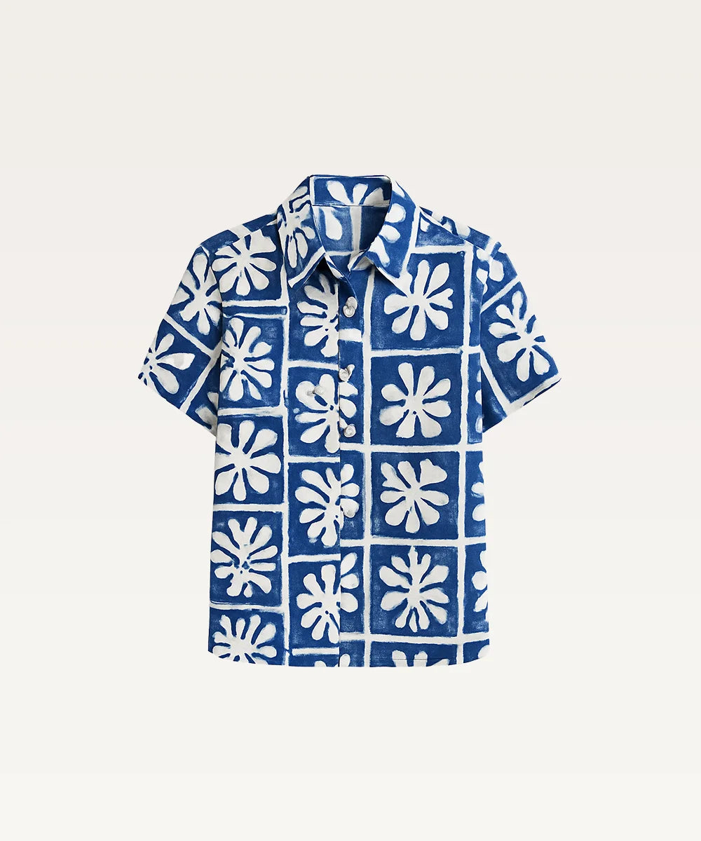 Women Tropical Print Shirt