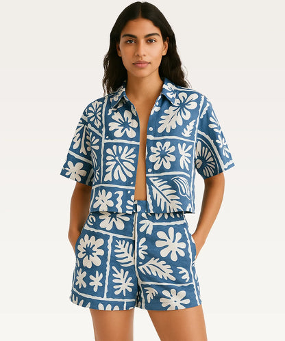 Women Tropical Print Shirt