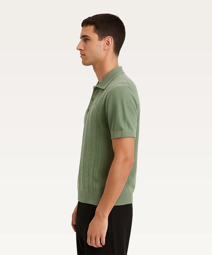 Men Solid Polo Neck T-Shirt
