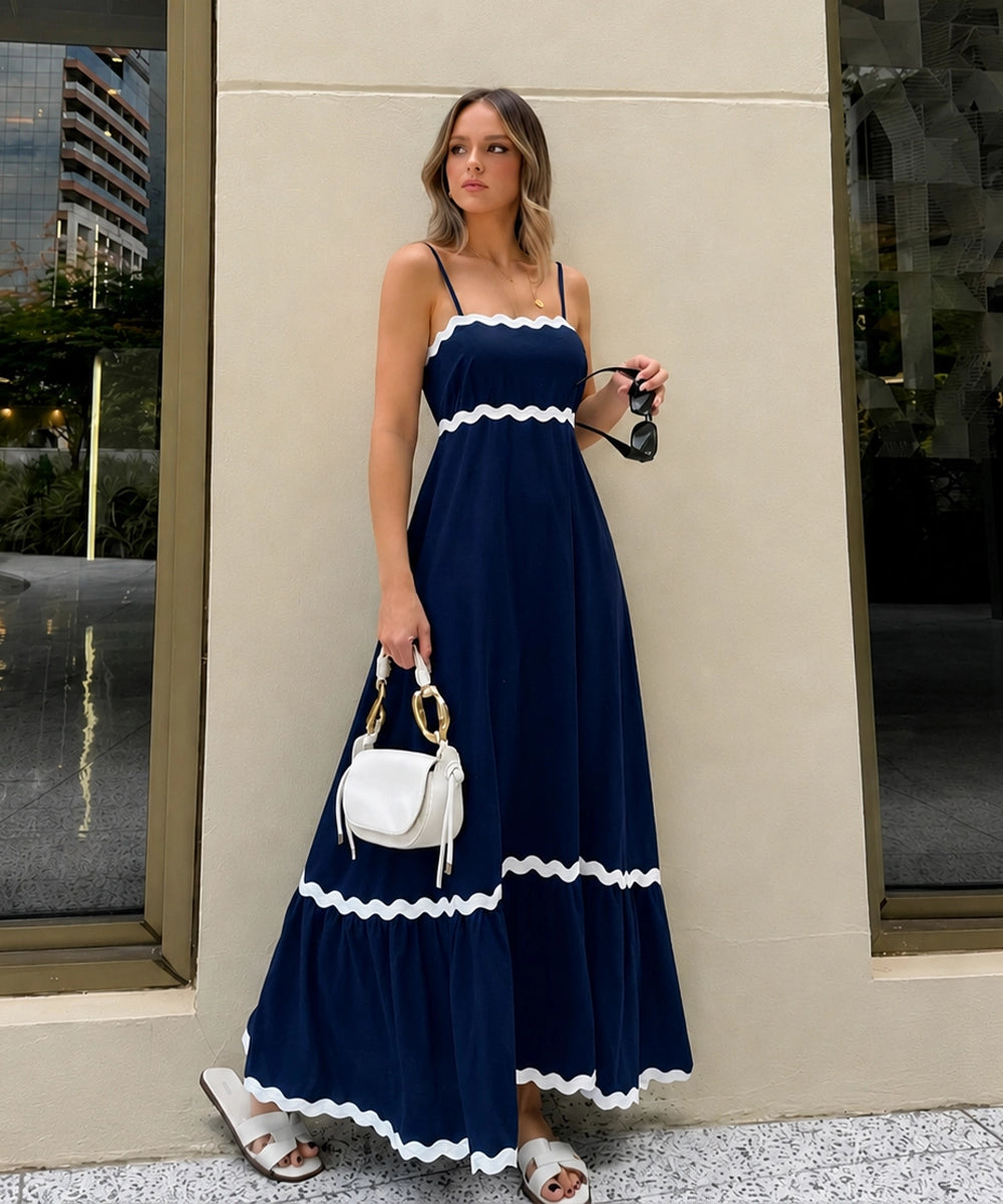 Elegant Scallop Trim Dress