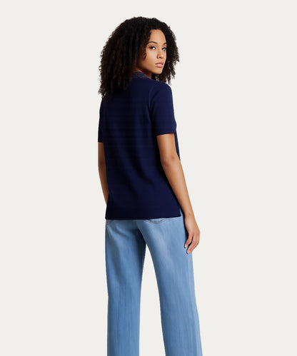 Women V Neck Polo Top