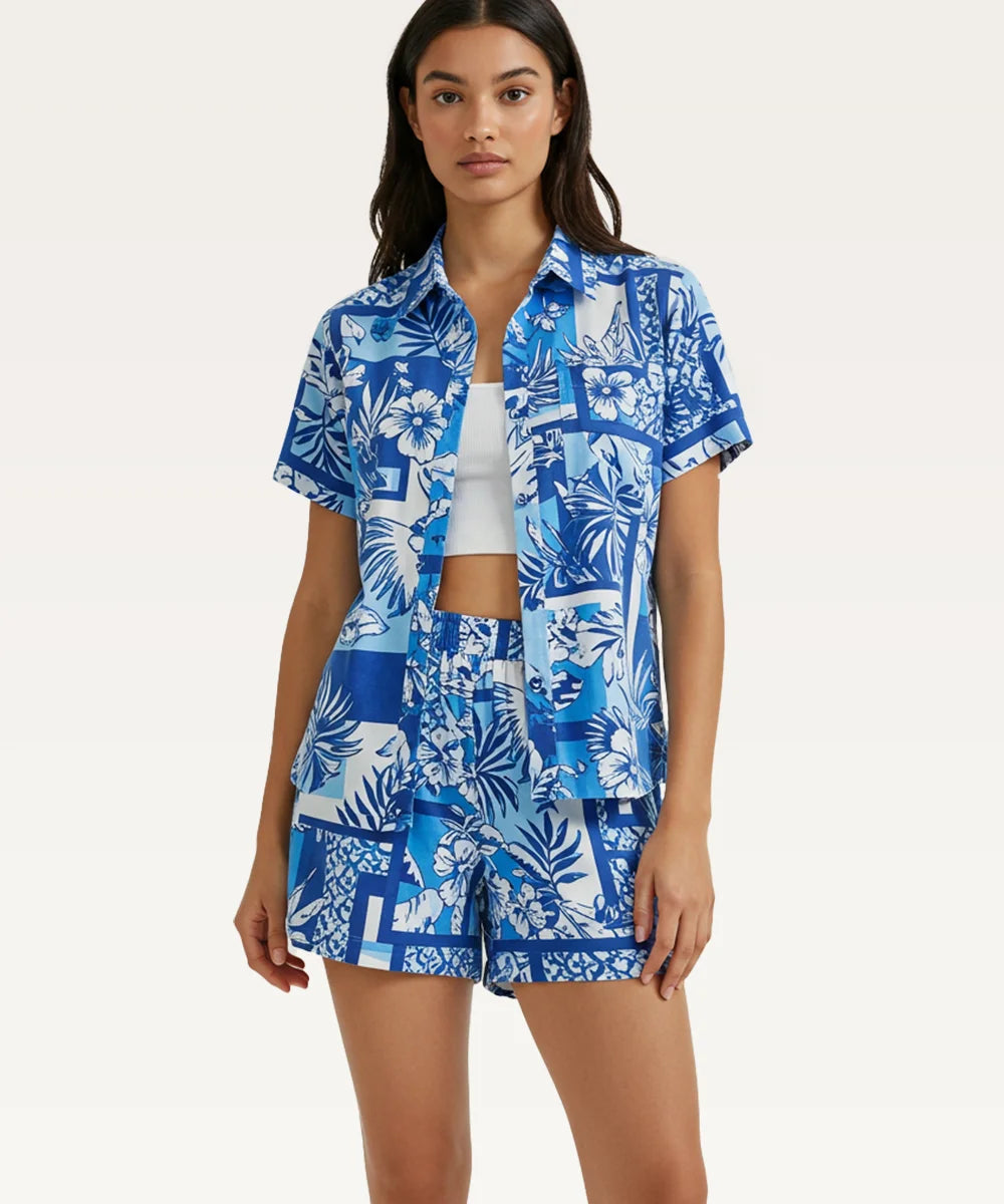 Women Tropical Print Shirt