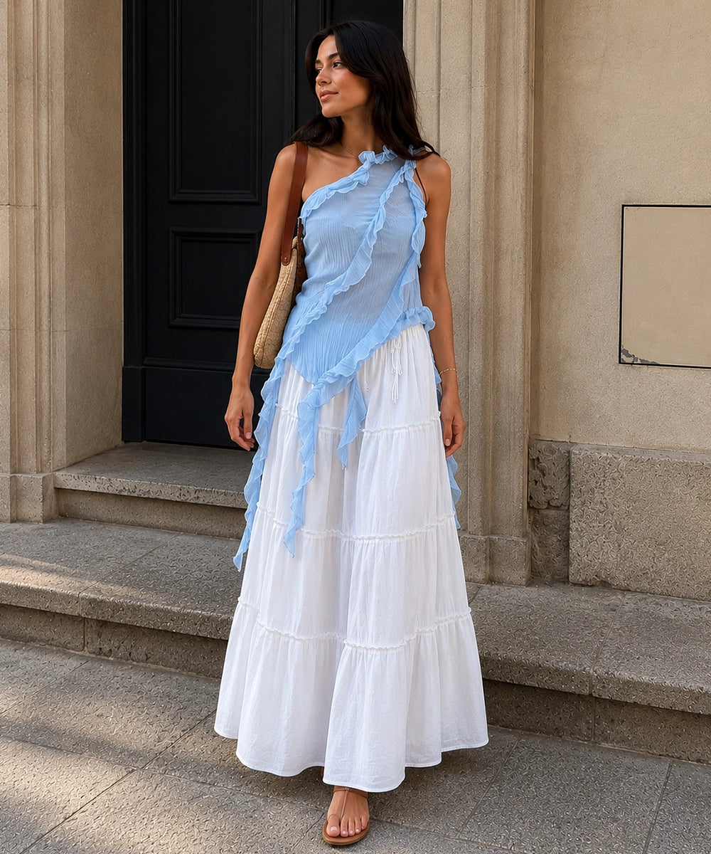 Ruffle Halter Maxi Dress