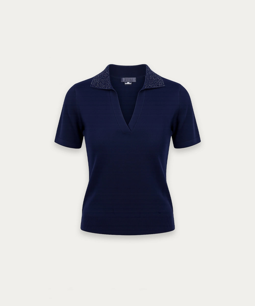 Women V Neck Polo Top