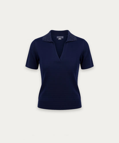 Women V Neck Polo Top