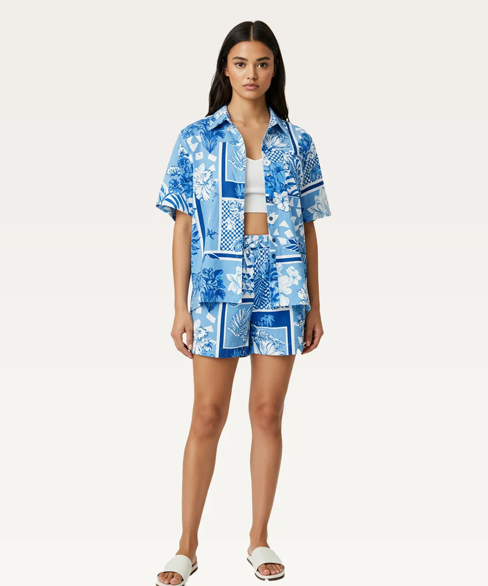 Women Tropical Print Shirt