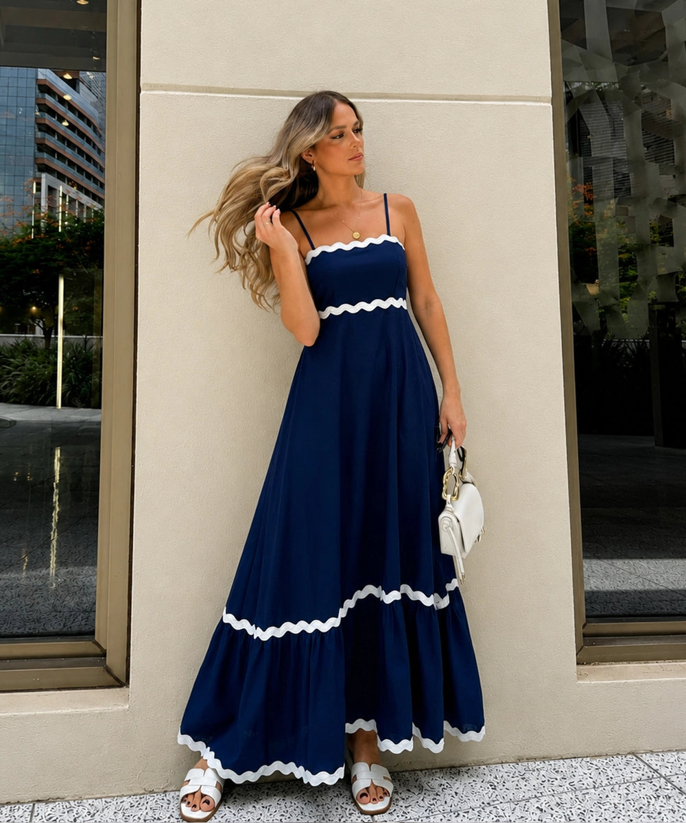 Elegant Scallop Trim Dress