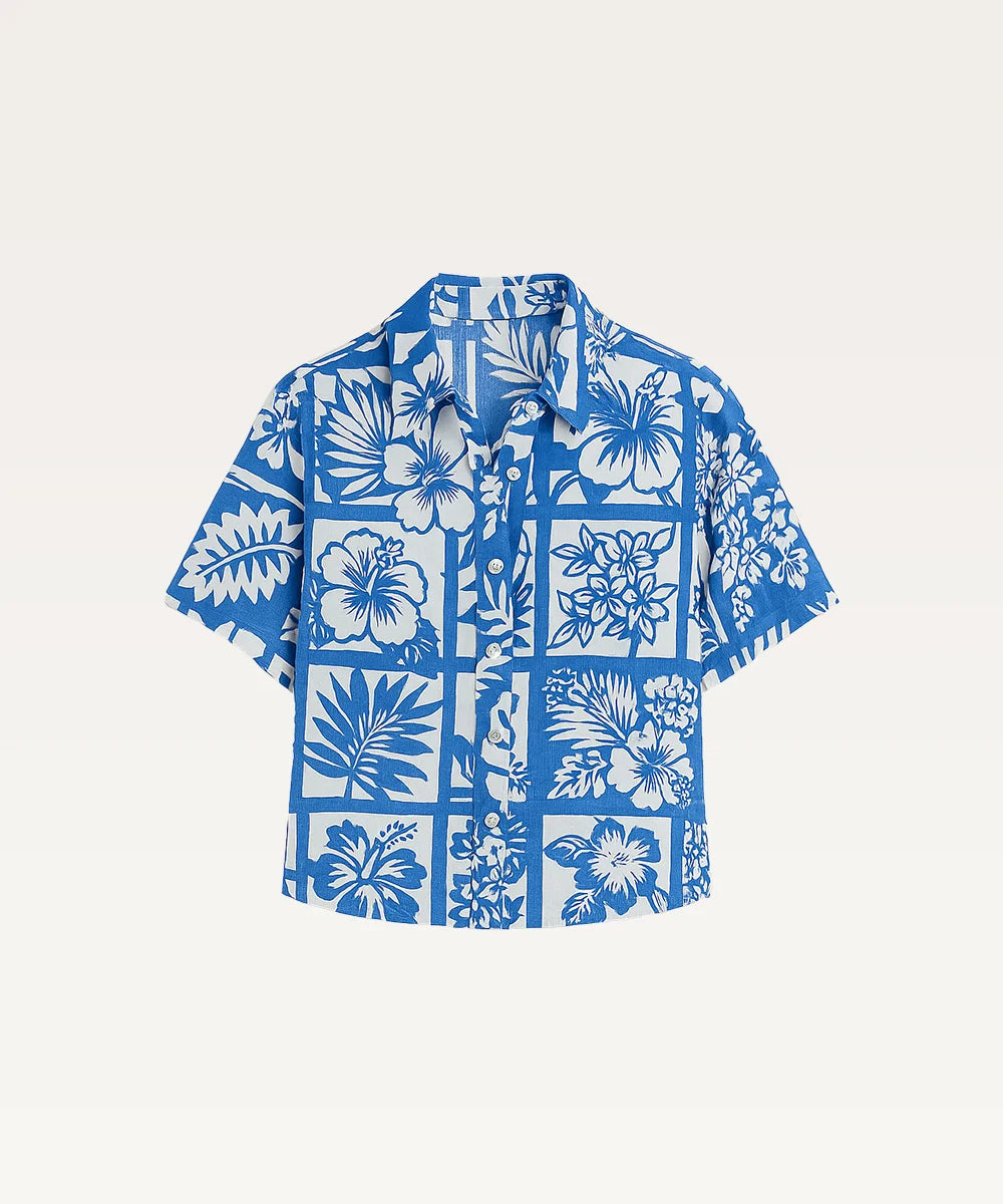 Women Tropical Print Shirt