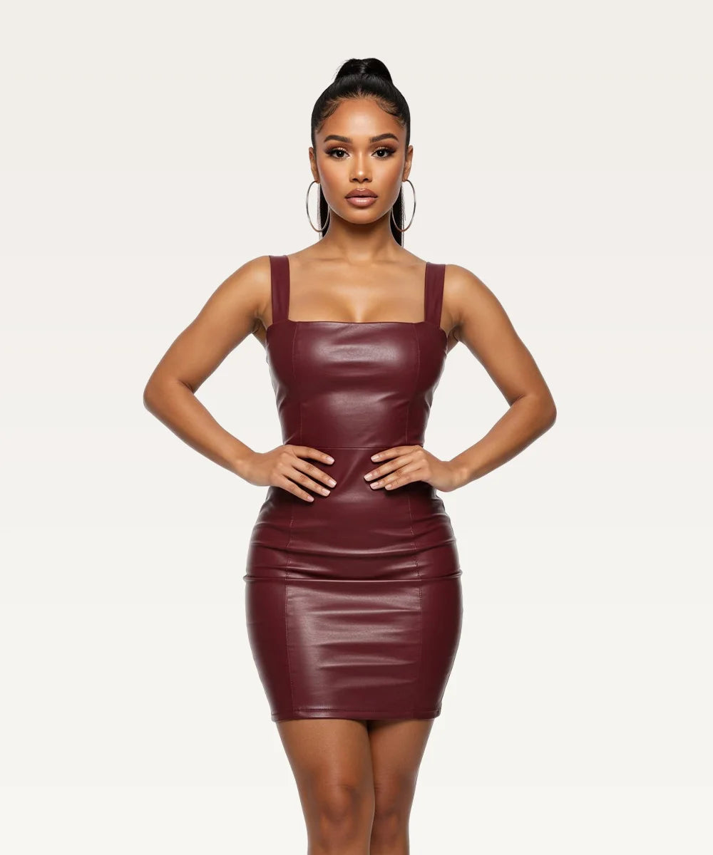 Women's Sleeveless Leather Dress