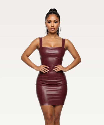 Women's Sleeveless Leather Dress