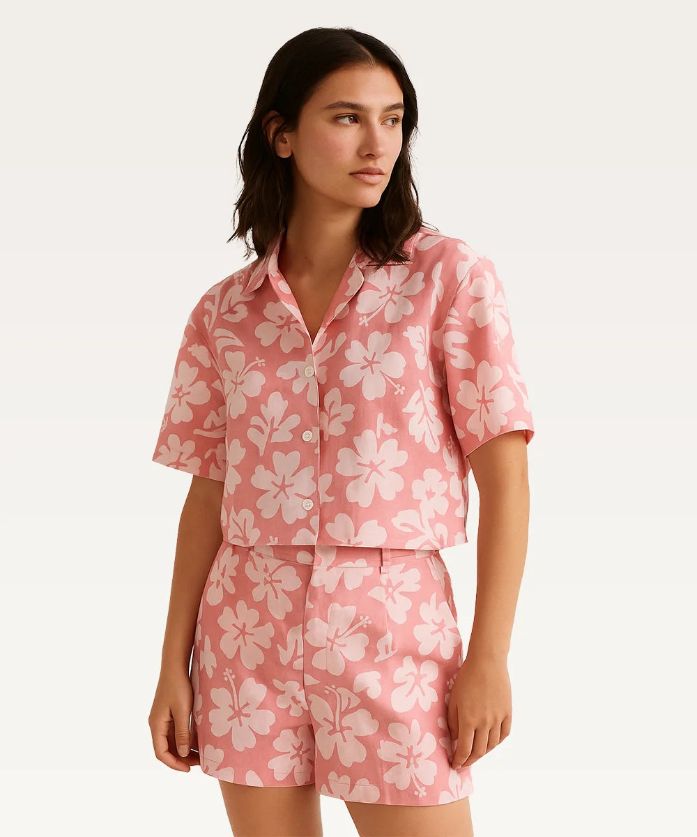 Women Tropical Print Shirt