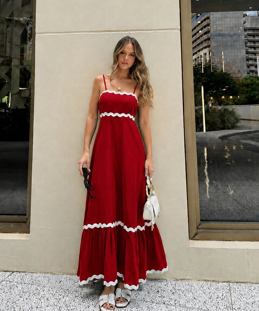 Elegant Scallop Trim Dress