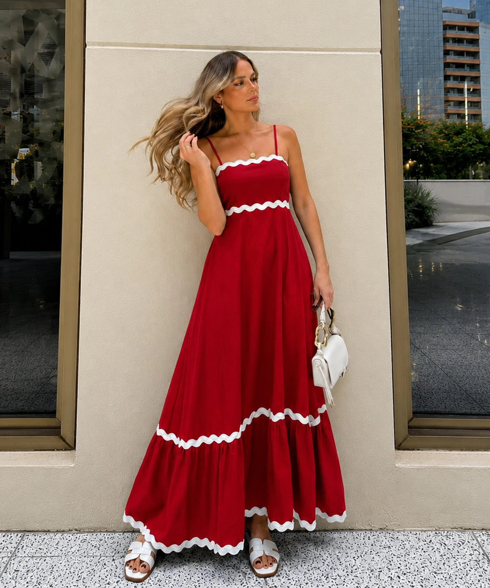 Elegant Scallop Trim Dress